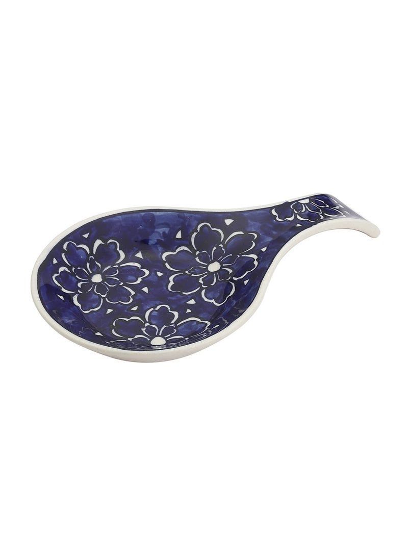 miah decor Miah Décor Handpainted Ceramic Spoon Rest Blue | Large Utensil Holder for Kitchen Counter & Stove | Microwave & Dishwasher Safe | Food Grade, Scratch Resistant Ladle & Spoon Stand - Image 3