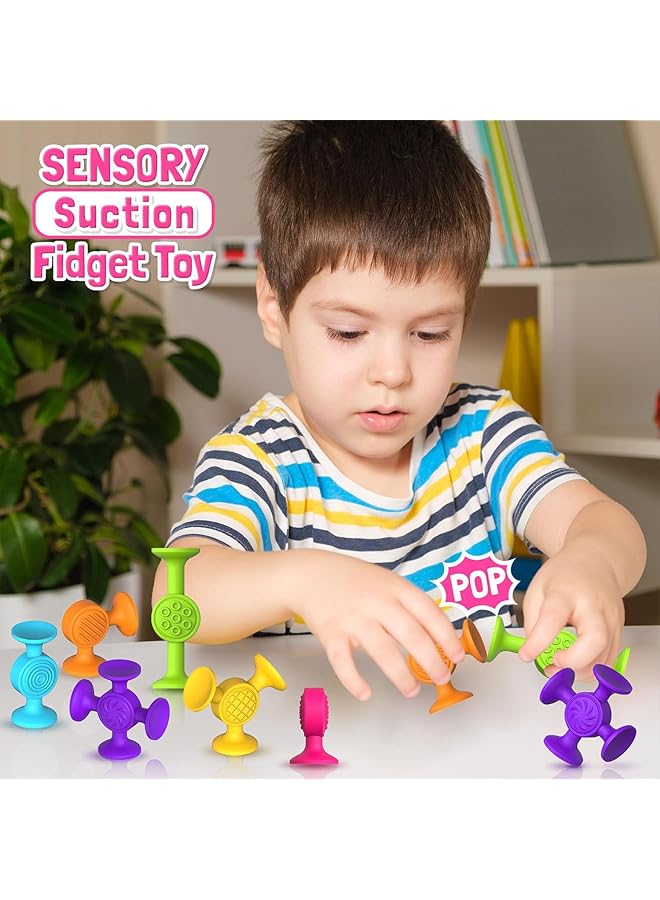 X spring Suction Cup Toys 16 Pcs Kids Suction Toys Silicone Suction Building Bathtub Toys Bath Toys Set Variety Assembled Block Toys Sucker Sensory Toys Educational Learning Toys For Kids - Image 5