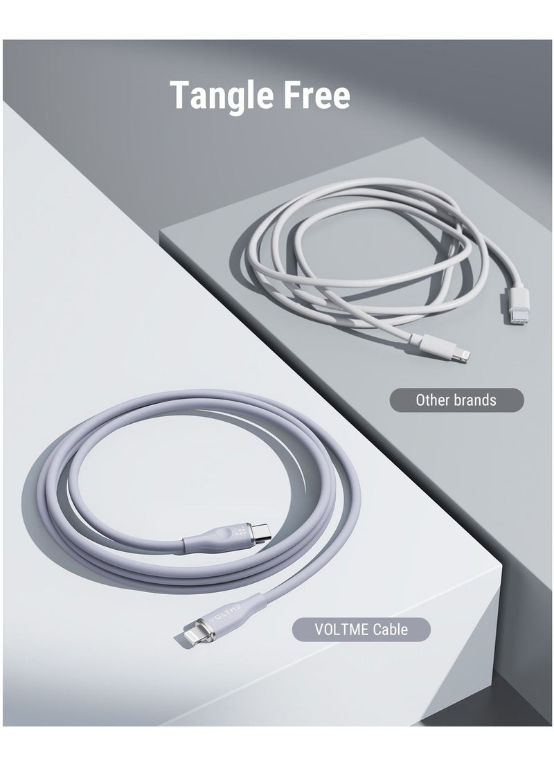 VOLTME - 60W Powerlink Moss USB-C to Lightning Cable (1.2m) for iPhone 14/13/12 Pro Max, 12/11 Pro, X/XS/XR, 8 Plus | 3A Zinc-Alloy Connector | Supports Power Delivery for Fast Charging and Data Transfer | Durable Design for Enhanced Longevity and Performance- Grey - Image 1