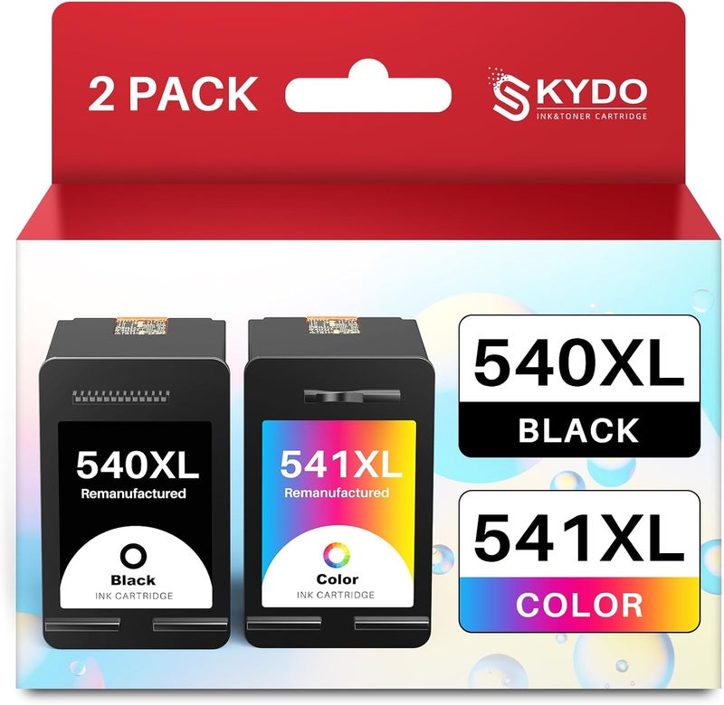 Skydo 540XL 541XL Ink Cartridges PG-540XL CL-541XL Compatible for Canon 540 541 XL Ink for Canon MG3650 MG3650S MG3600 MG3550 MG2250 MG4250 TS5150 TS5151 MX455 ( 1 Black, 1 Tricolour) - Image 1