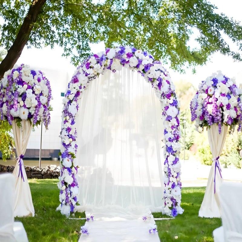 LeJoy Garden Metal Pergola Arbor,Wedding Arch 4.6 Feet Wide x 7.9 Feet High,Assemble Freely Lightweight Wide Wedding Garden Arbor Bridal Party Decoration White - Image 2