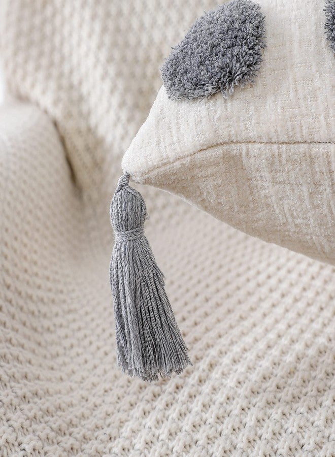 PANOD Super Soft Farmhouse Decorative Plush Throw Pillow Covers 12 x 20 Grey,Solid Pom pom Tufted with Tassels Modern Accent Boho Lumbar Cushion Cover Pillow Case for Couch Sofa - Image 4