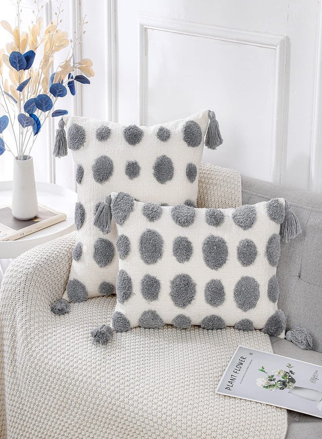 PANOD Super Soft Farmhouse Decorative Plush Throw Pillow Covers 12 x 20 Grey,Solid Pom pom Tufted with Tassels Modern Accent Boho Lumbar Cushion Cover Pillow Case for Couch Sofa - Image 2