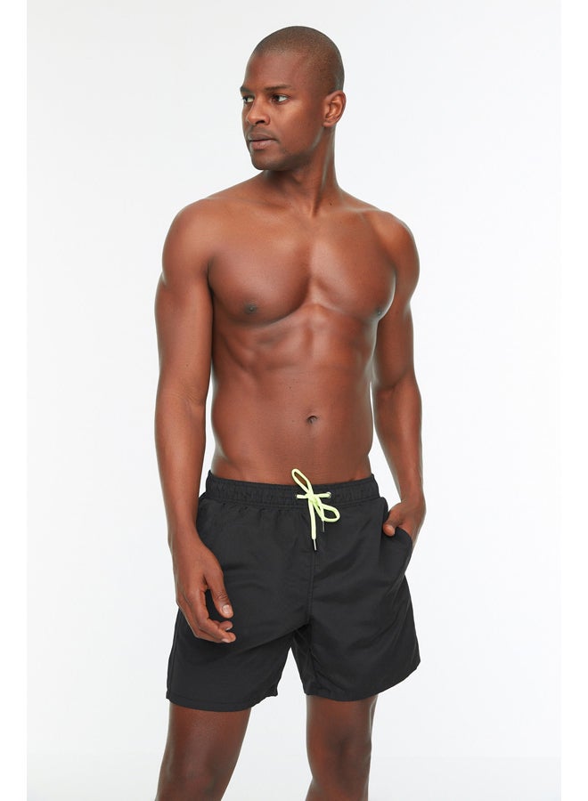 trendyol Black Men's Basic Standard Size Swimsuit Sea Shorts - Image 1