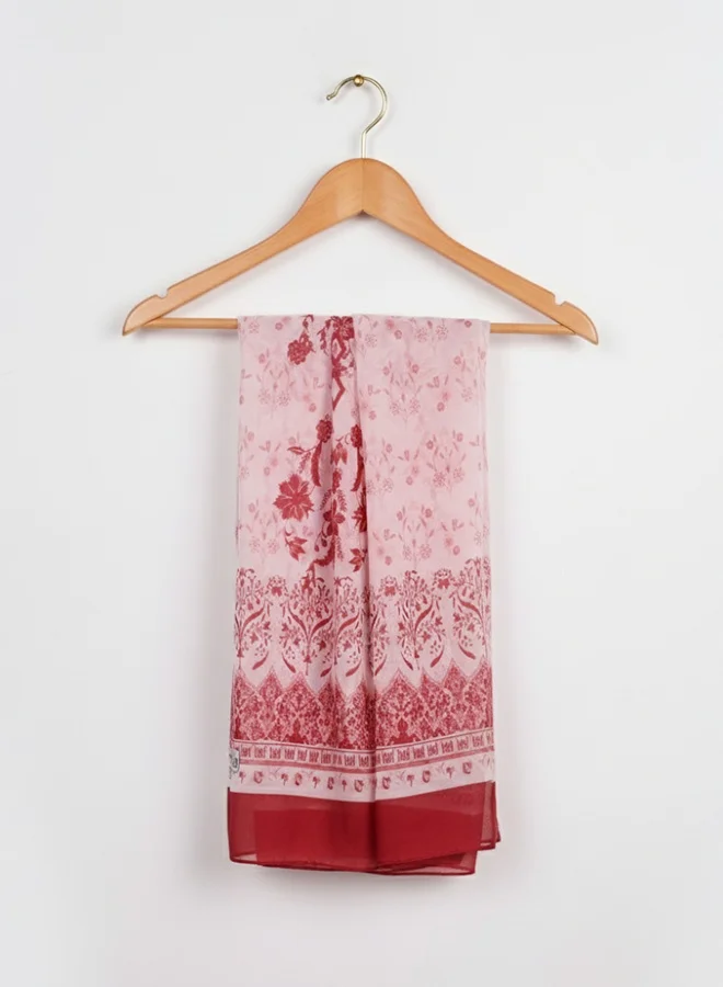عبايات لمحة طرحة ريف غاردن – شيفون بنقشة زهرية بدرجات الأحمر