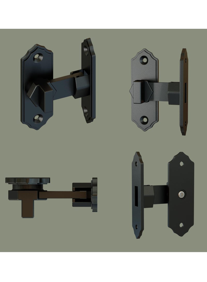 KASTWAVE Barn Door Lock Latch – 90-Degree Barn Pet Baby Door Latch Slide Lock – Home Security Door Lock for Bathroom, Garage, Bedroom, Cabinet, Barn – Durable Zinc Alloy Security Door Lock (Black) - Image 5
