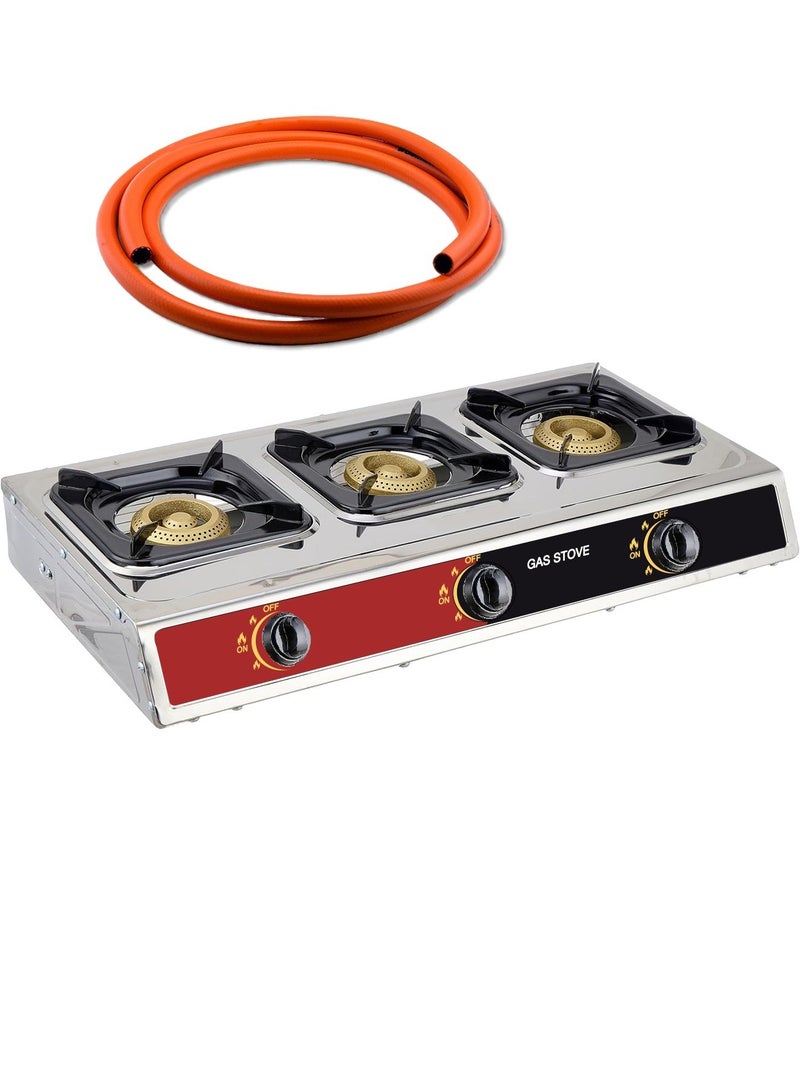 Large 3-burner gas stove with self-ignition feature - Image 1