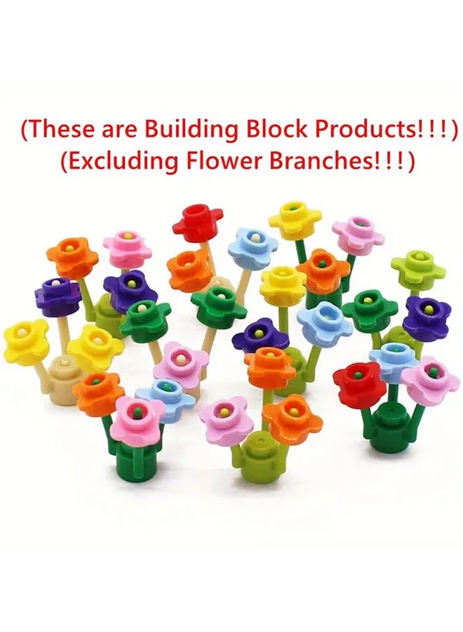 Peach Pink 40 Pcs Mini Building Blocks DIY Quatrefoil Flower Garden Scene Christmas Gift - Image 5