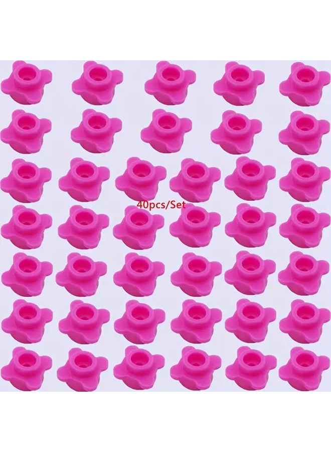 Peach Pink 40 Pcs Mini Building Blocks DIY Quatrefoil Flower Garden Scene Christmas Gift - Image 1