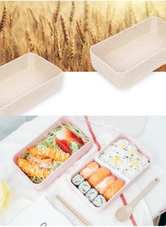 Arabest Bento Case, Lunchbox Portable With 2 Compartments Plastic, BPA Free, Beige  - Image 4