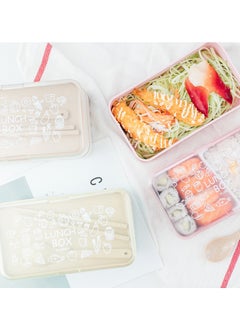 Arabest Bento Case, Lunchbox Portable With 2 Compartments Plastic, BPA Free, Beige  - Image 5
