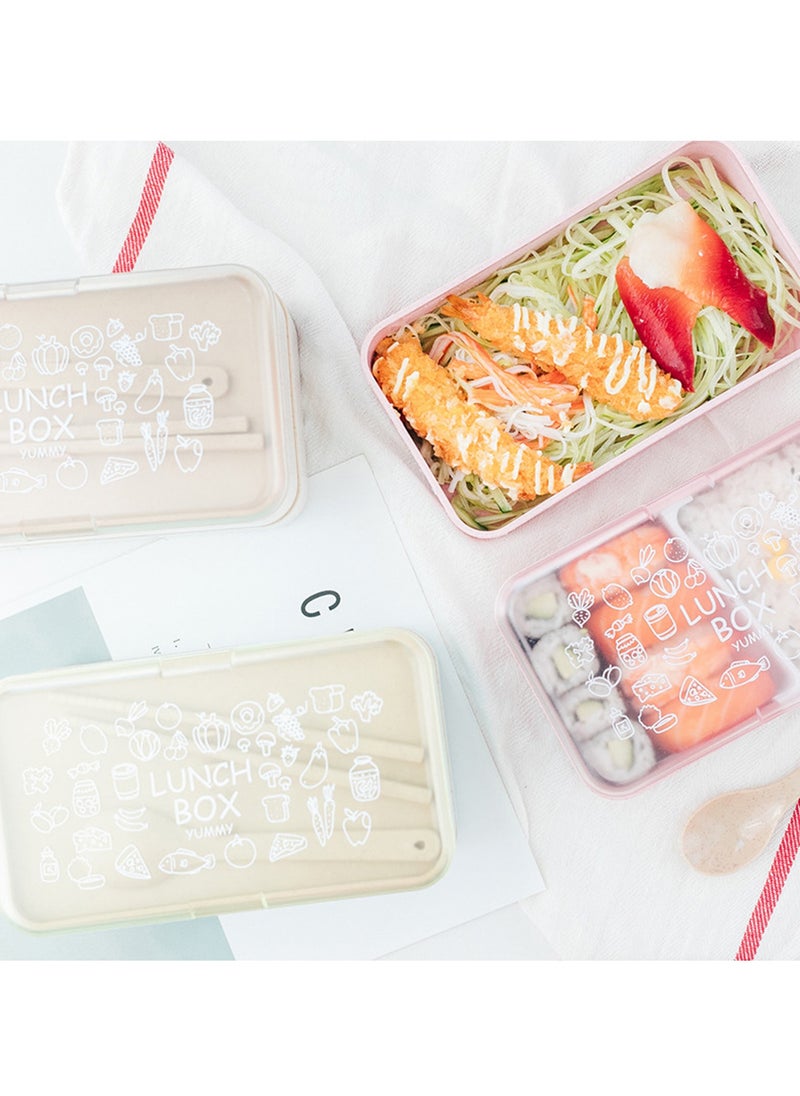 Arabest - Bento Case, Lunchbox Portable With 2 Compartments Plastic, BPA Free, Beige - Image 1