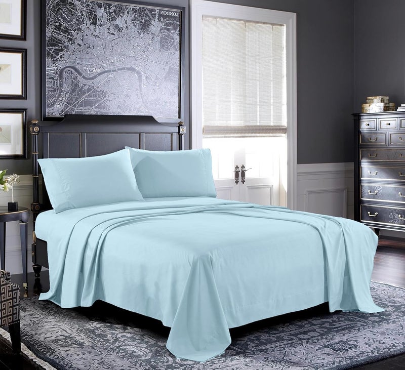 Pure Bedding Bed Sheets - Queen Sheet Set [6-Piece, Light Blue] - Hotel Luxury 1800 Brushed Microfiber - Soft and Breathable - Deep Pocket Fitted Sheet, Flat Sheet, Pillow Cases - Image 1