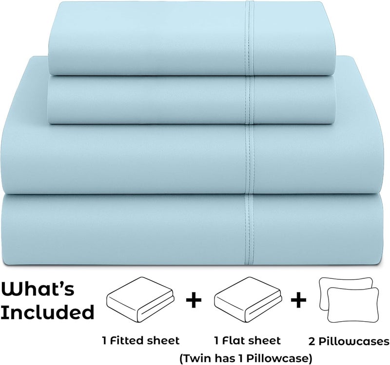 Pure Bedding Bed Sheets - Queen Sheet Set [6-Piece, Light Blue] - Hotel Luxury 1800 Brushed Microfiber - Soft and Breathable - Deep Pocket Fitted Sheet, Flat Sheet, Pillow Cases - Image 2