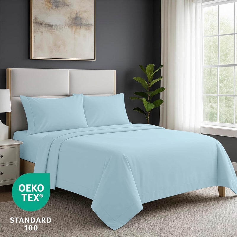 Pure Bedding Bed Sheets - Queen Sheet Set [6-Piece, Light Blue] - Hotel Luxury 1800 Brushed Microfiber - Soft and Breathable - Deep Pocket Fitted Sheet, Flat Sheet, Pillow Cases - Image 4