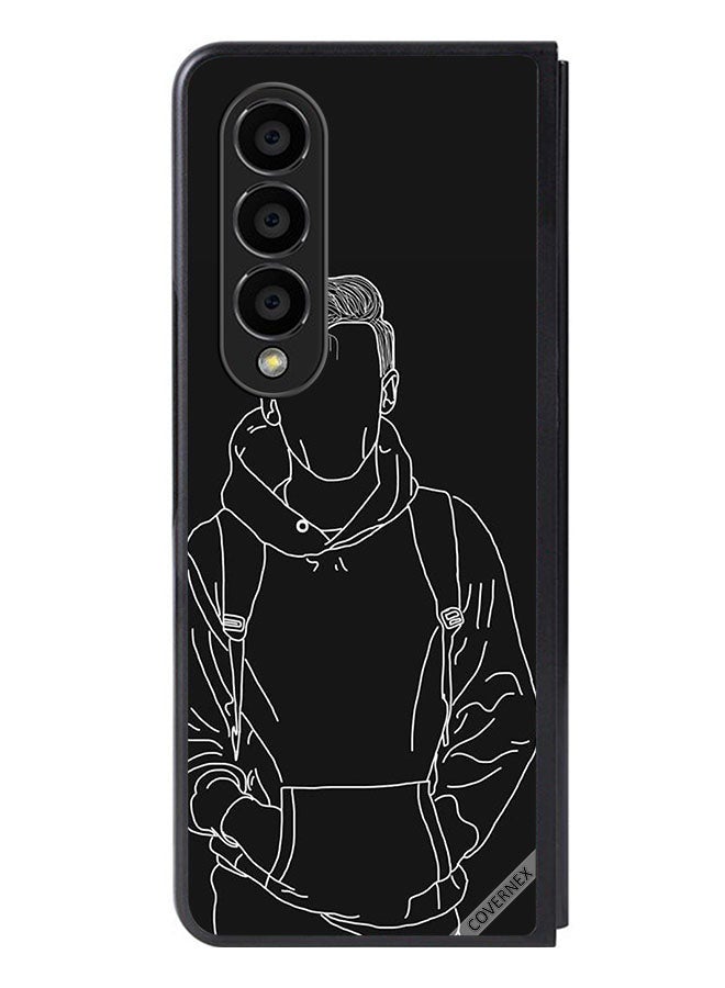 Covernex Protective Case Cover For Samsung Galaxy Z Fold 4 Sketch Of Jacket Boy - Image 1