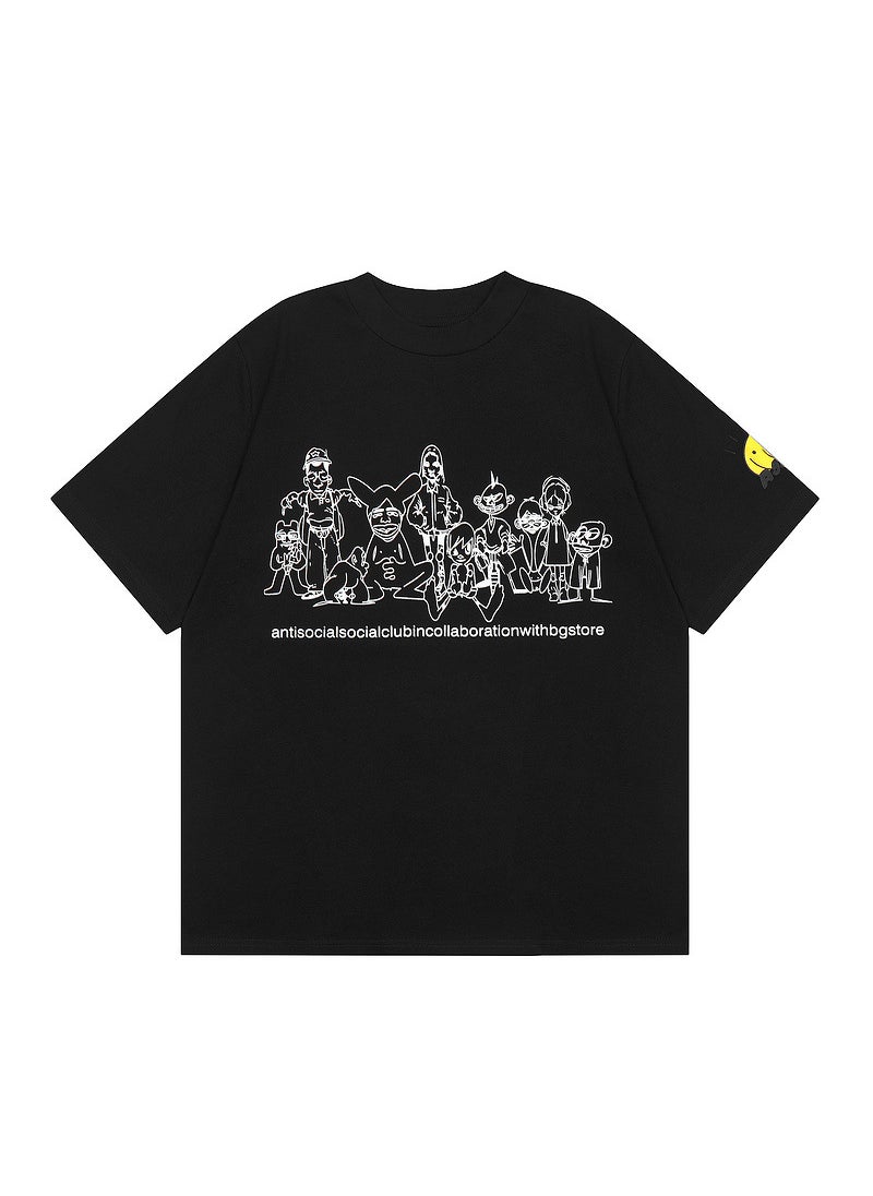 Generic - Anti Social Club Graffiti Print Hip-Hop Tee Black - Image 1