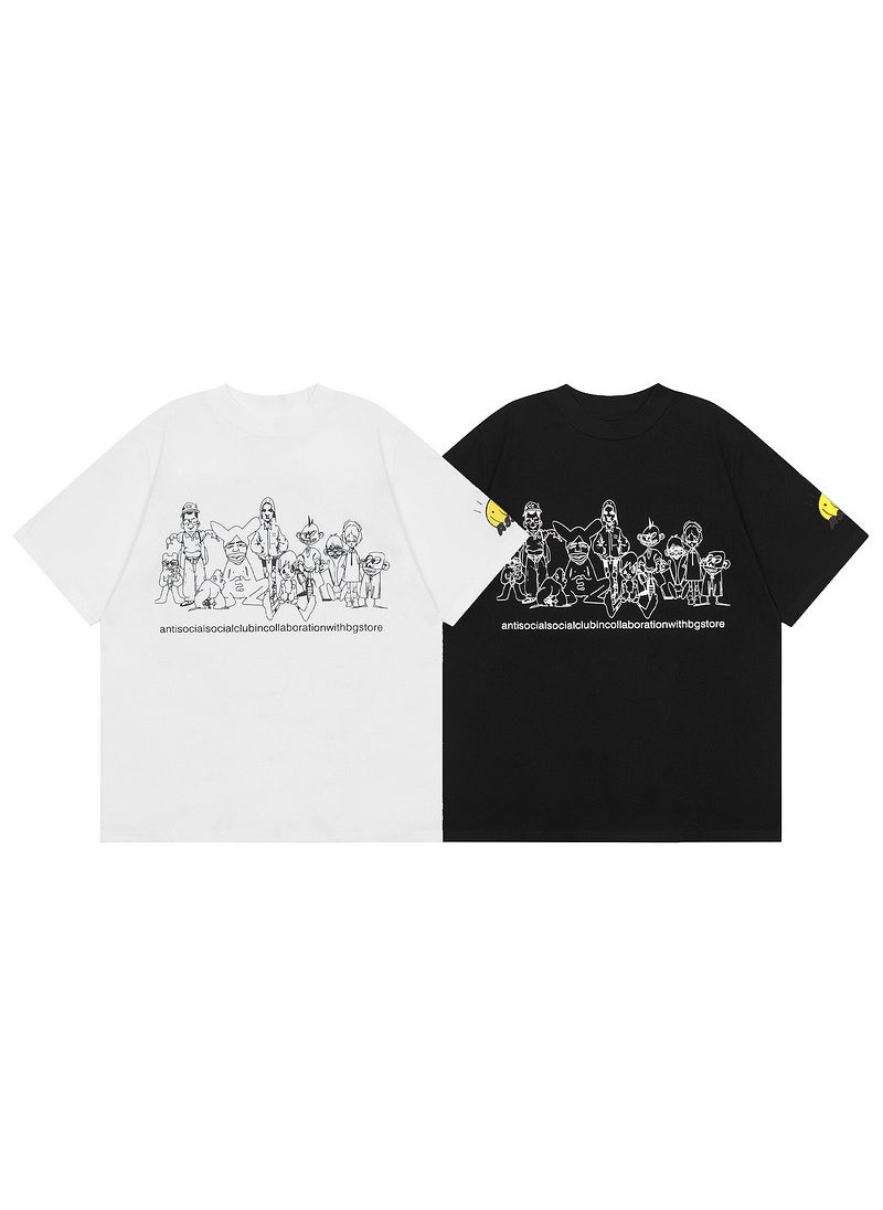 Generic - Anti Social Club Graffiti Print Hip-Hop Tee Black - Image 1