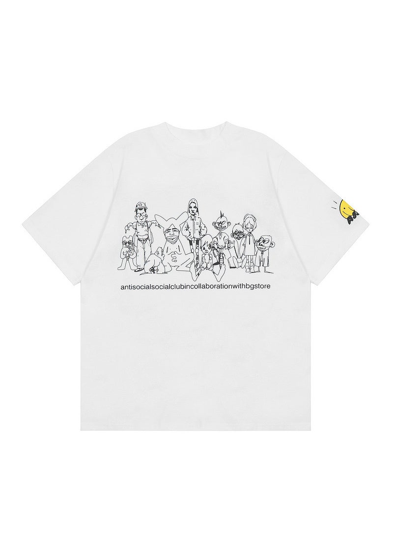 Generic - Anti Social Club Graffiti Print Hip-Hop Tee Black - Image 1
