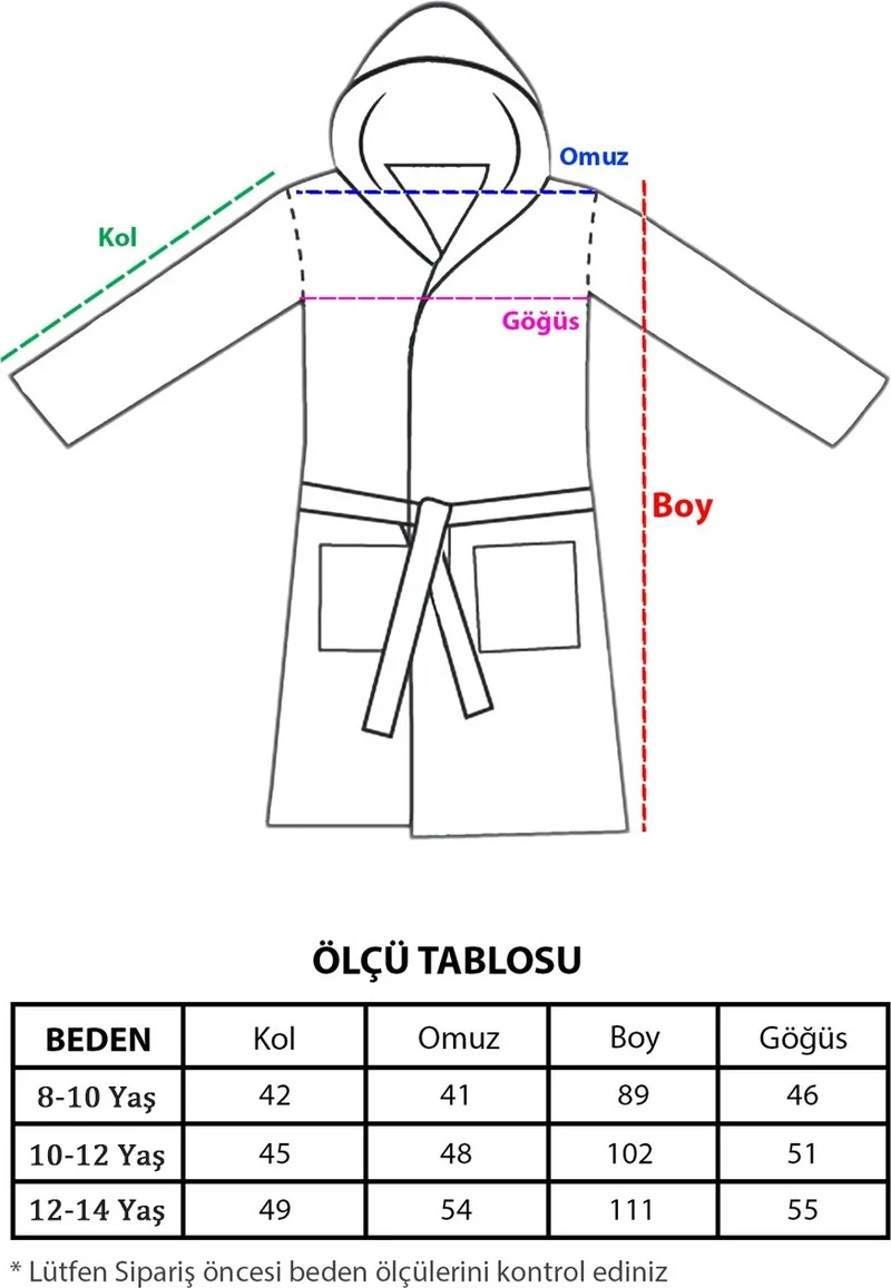 كاكا 10-12-14 Years Old Hooded Cotton Towel Bathrobe