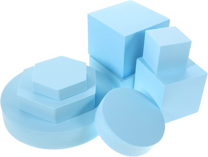 Sky Blue Geometry Cube Photo Props 8Pcs for Jewelry Cosmetics Makeup Photography Studio Display - Image 1
