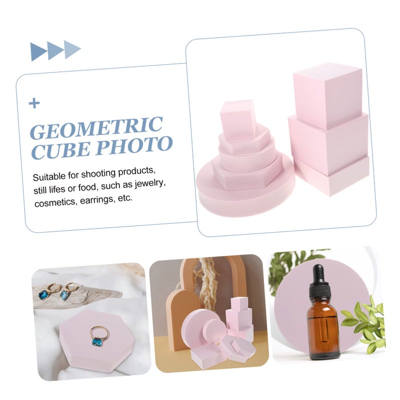 Sky Blue Geometry Cube Photo Props 8Pcs for Jewelry Cosmetics Makeup Photography Studio Display - Image 4