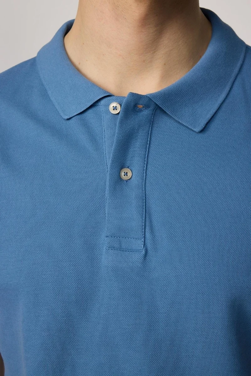 Tudors Men's Slim Fit Narrow Cut Cotton Plain Pique Petrol Color Polo Collar T-Shirt