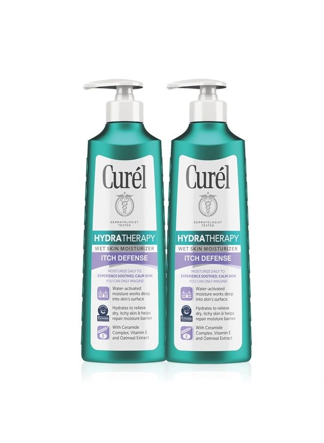 Curel لوشن هيدرا ثيرابي في الحمام، مرطب للجسم للدفاع عن الحكة مع مركب السيراميد المتقدم، فيتامين E، ومستخلص الشوفان، يساعد على إصلاح حاجز الرطوبة، 12 أونصة (عبوة من 2) - Image 1