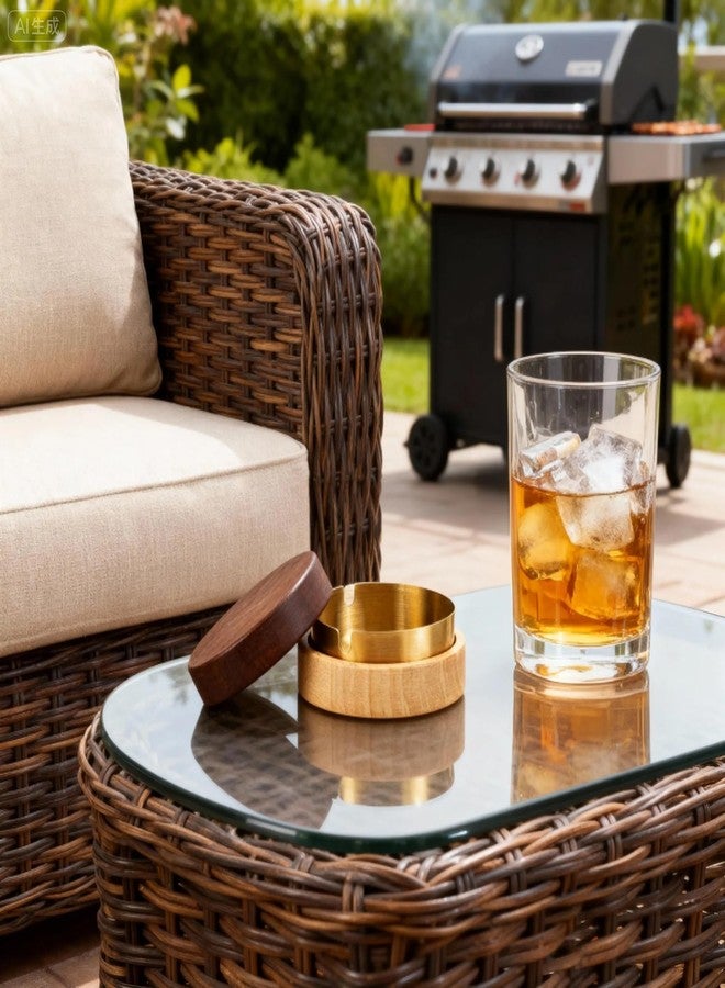 CUIYKAI Ash Tray with Lid Wooden Ashtray for Outside Patio, Stainless Steel Liner, Portable Decorative Windproof Ashtray for Home, Patio, Office, Outdoors, Indoor, Parties (Black) - Image 3