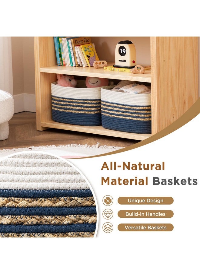 UBBCARE 4 Pack Baskets for Organizing, Woven Storage Baskets for Toys and Towel, Rectangle Cotton Rope Basket with Handles, 15''L x10''W x9''H, Navy Blue - Image 5