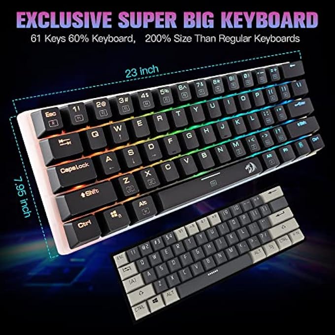 rayihni K605 ALIEN GIANT MECHANICAL GAMING KEYBOARD, SUPER BIG 61 KEYS & OUTEMU BLUE SWITCH, RGB LED BACKLIT ERGONOMIC WIRED TYPE-C FULL KEY CONFLICT FREE ANTI-GHOSTING NKRO KEYBOARD - Image 2