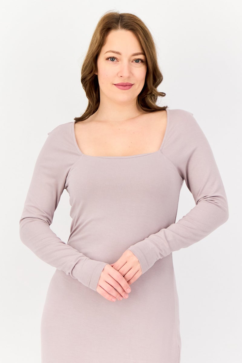 Kathy Ireland Women Solid Maxi Dress, Light Grey  - Image 3