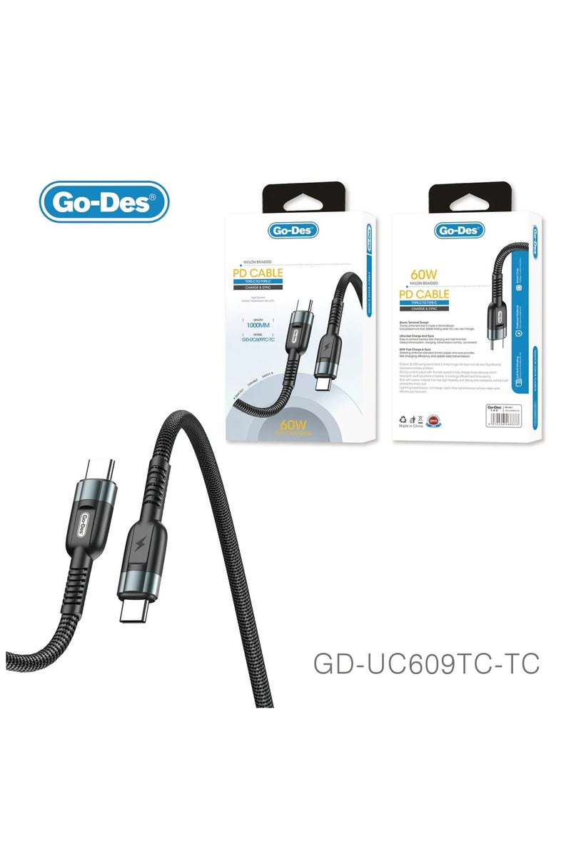 جو-ديز كابل شحن من النايلون المضفر من سبائك الألومنيوم كابل USB للهاتف المحمول كابل بيانات USB سريع الشحن من النوع C ميكرو لهاتف iPhone