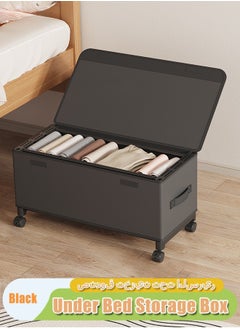 XiuWoo 50L Under Bed Storage on Wheels Metal Frame Underbed Storage Containers, Underbed Storage Boxes with Lid Visiable Window, Home Closet Organization Drawer Bins Organizer Black, 57x30x29cm  - Image 1