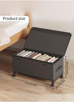 XiuWoo 50L Under Bed Storage on Wheels Metal Frame Underbed Storage Containers, Underbed Storage Boxes with Lid Visiable Window, Home Closet Organization Drawer Bins Organizer Black, 57x30x29cm  - Image 3