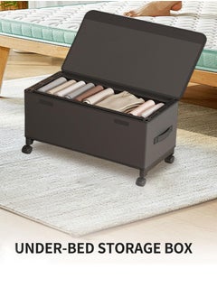 XiuWoo 50L Under Bed Storage on Wheels Metal Frame Underbed Storage Containers, Underbed Storage Boxes with Lid Visiable Window, Home Closet Organization Drawer Bins Organizer Black, 57x30x29cm  - Image 4