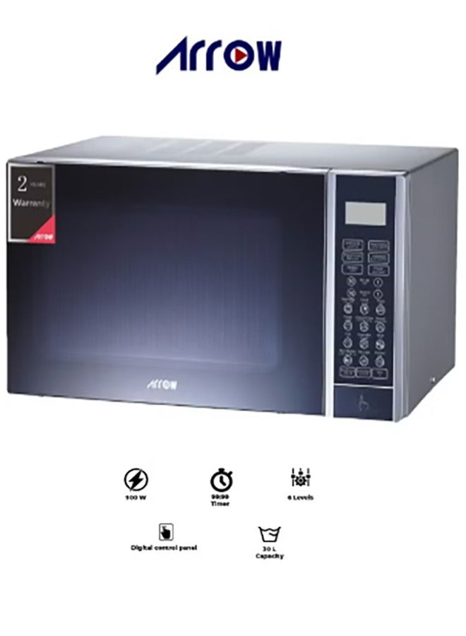 Arrow 30L Microwave Oven, Digital Controller, 900W | 6 Power Levels with Jet & Weight Defrost Feature | Easy Digital Control Panel | Child Safety Lock for Secure Cooking | Efficient Grill Function | Stylish Silver Color | RO-30MGS - Image 1