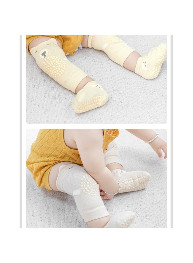Baby Crawling Knee Pads and Anti-Slip Floor Crawl Socks Set For Toddlers,White,S - Image 5