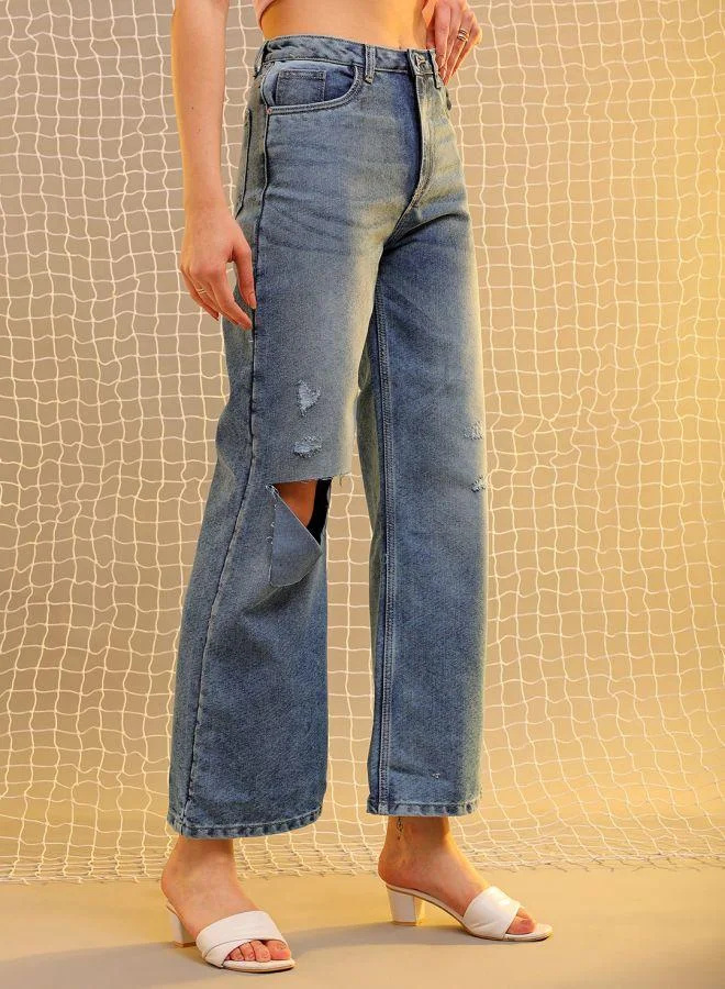 Freehand  Women Flared Solid High-Rise Jeans for Women | Best Price UAE