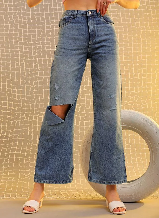 Freehand  Women Flared Solid High-Rise Jeans for Women | Best Price UAE