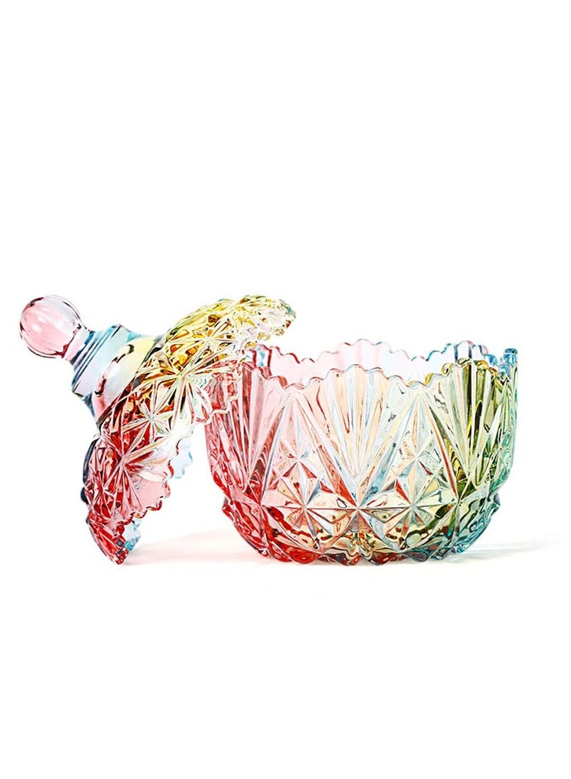 KASTWAVE 1Pc Colorful Glass Storage Jar with Lid Candy Cookie Jar Jewelry Box Buffet Jar Biscuit Containers 750ml / 26oz - Image 3