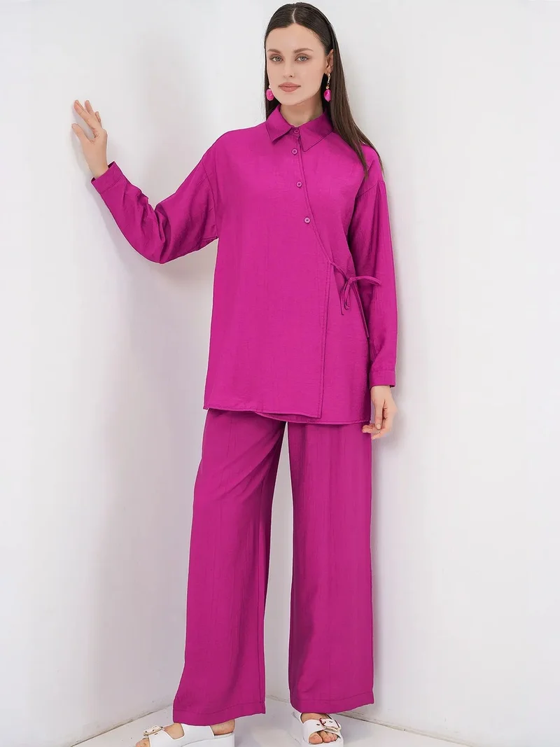 BIG DART BDART Tie Detail Shirt Collar Tunic-Pants Set