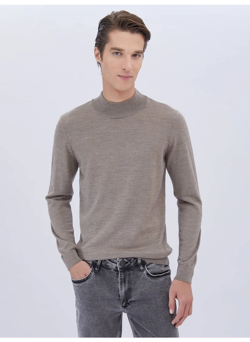 Kip Mink Half Turtleneck Plain Knit Wool Blend Sweater