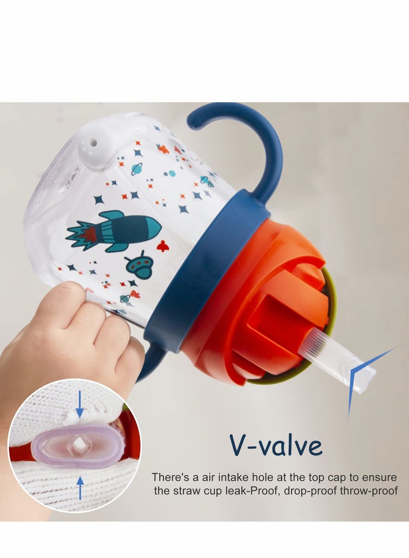 KASTWAVE كوب شرب للأطفال من 6 أشهر فما فوق، كوب شرب غير قابل للتسرب، كوب شرب مزود بقشة مثقلة غير قابلة للتسرب للأطفال، كوب شرب للأطفال مزود بمقابض، غير قابل للتسرب، كوب فوهة ناعمة غير قابل للتسرب سعة 260 مل، خالي من BPA (أزرق) - Image 3