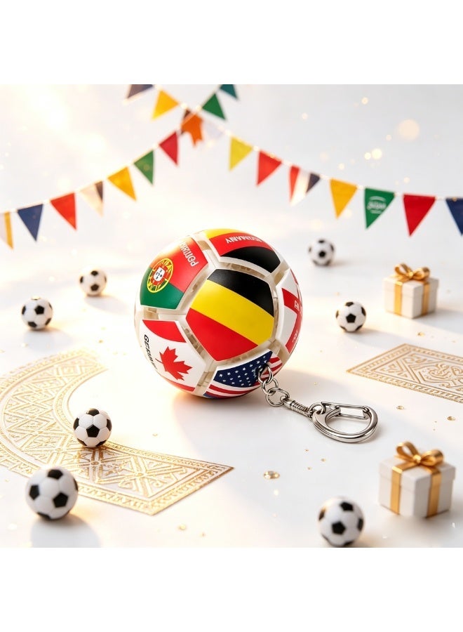 سلسلة مفاتيح كرة قدم كأس العالم 2026 لعبة سكويشي مضادة للتوتر بأعلام دول متعددة، لعبة فيدجيت ضغط للاصابع، زينة حقيبة هدية لمشجعي كرة القدم - Image 1