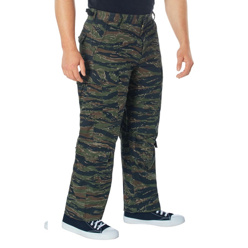 Rothco Vintage Paratrooper Cargo Fatigue Pants Tactical Outdoor Comfortable Casual Tiger Stripe Camo L