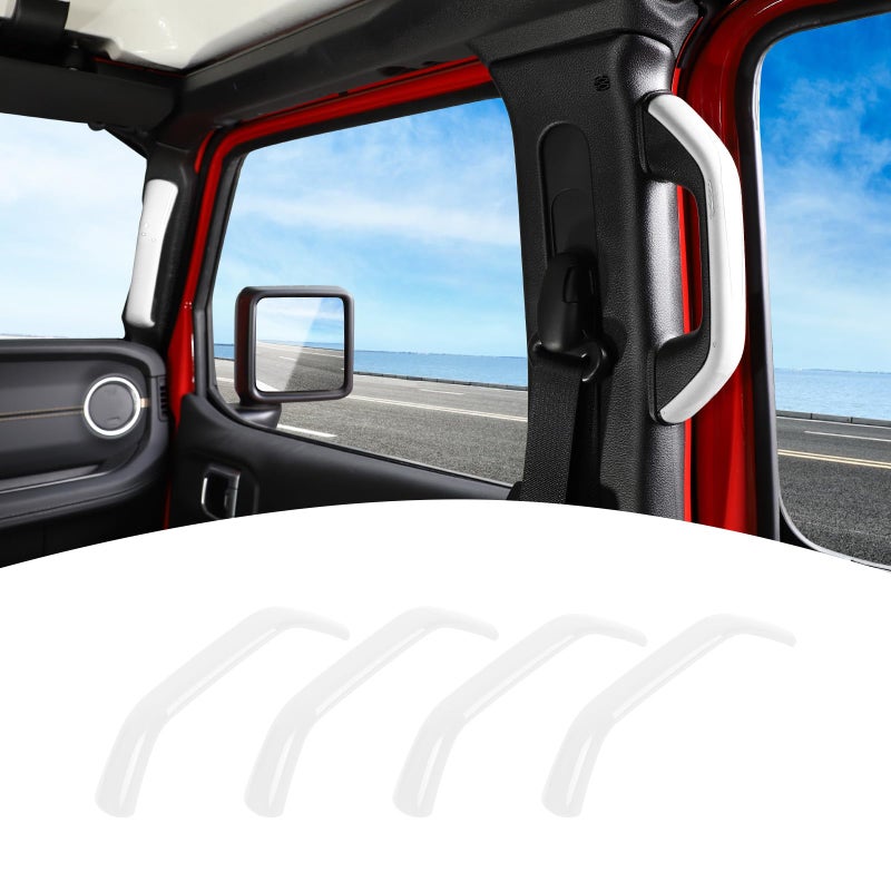 PDKLIN for 2024 Jeep JL AB Pillar Grab Handle Trim Cover Compatible with Jeep Wrangler JL JLU Gladiator JT 2024 White Interior Accessories 4 pcs - Image 2