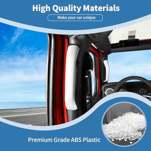 PDKLIN for 2024 Jeep JL AB Pillar Grab Handle Trim Cover Compatible with Jeep Wrangler JL JLU Gladiator JT 2024 White Interior Accessories 4 pcs - Image 3