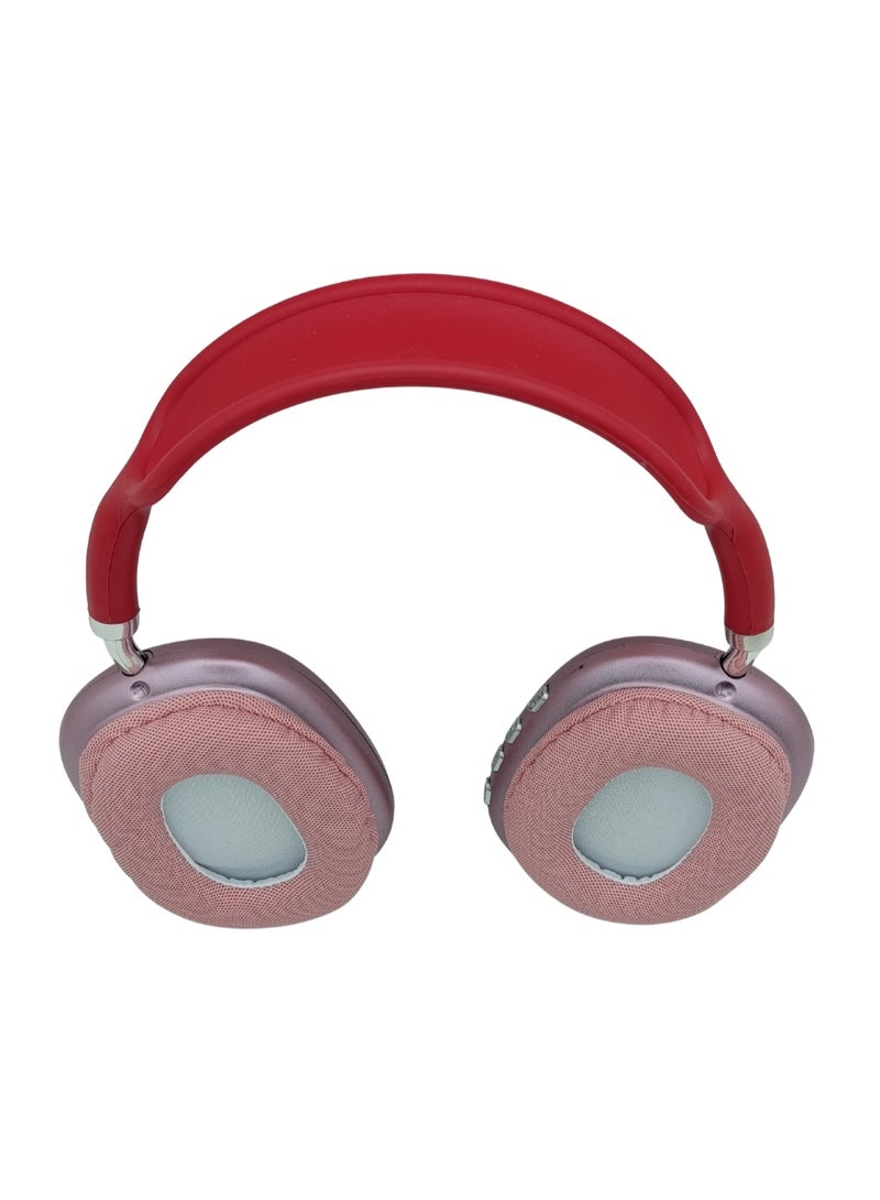 بي 9 P9 سماعة رأس بلوتوث لاسلكية Over-Ear بصوت ستيريو وميكروفون مدمج – أحمر - Image 3