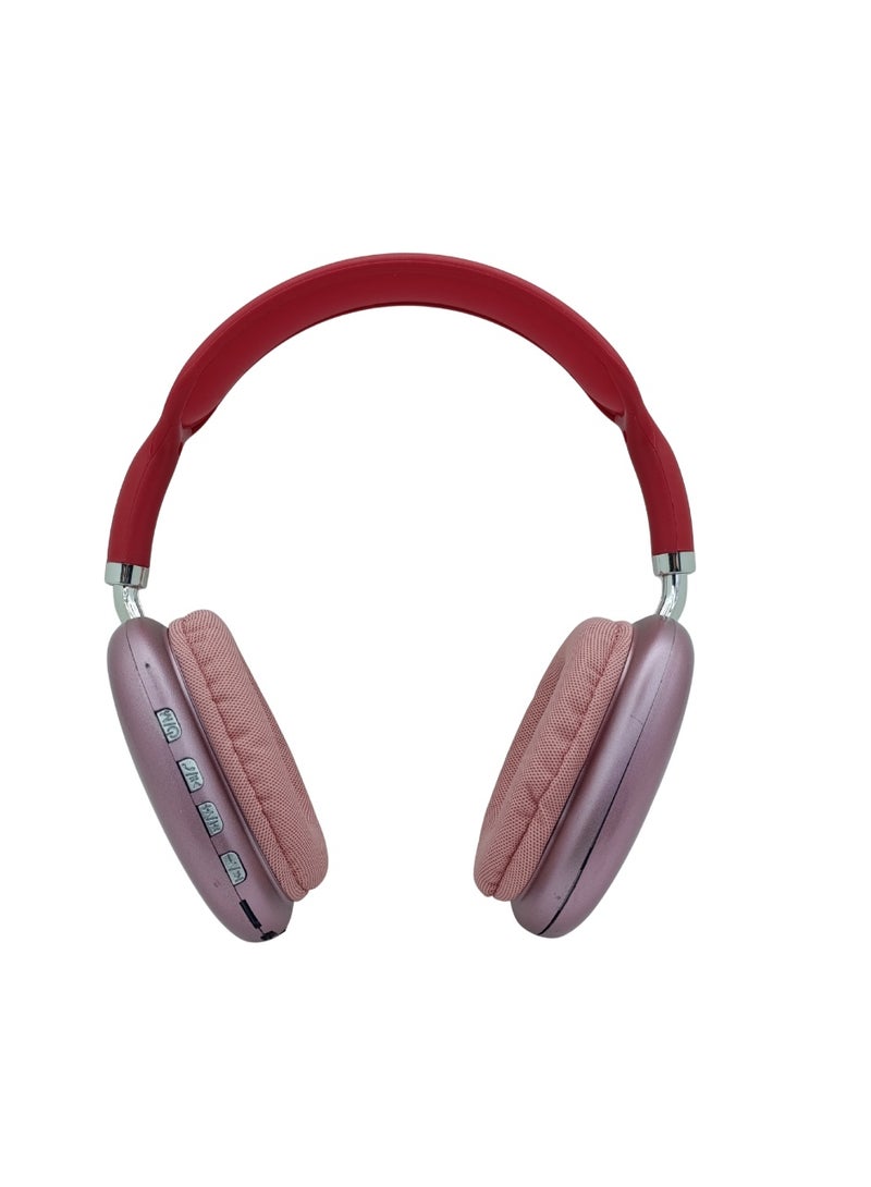 بي 9 P9 سماعة رأس بلوتوث لاسلكية Over-Ear بصوت ستيريو وميكروفون مدمج – أحمر - Image 1